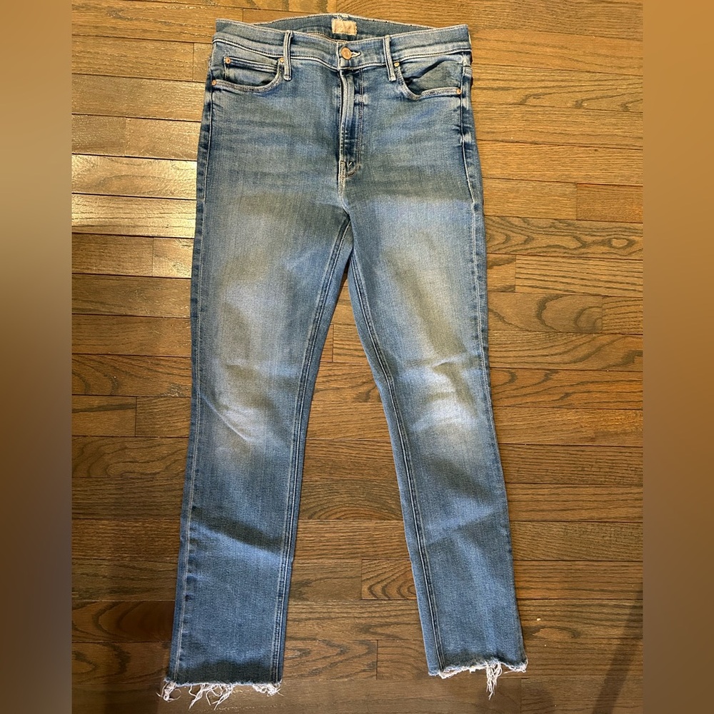 MOTHER Mid Rise Dazzler Ankle Fray Jeans